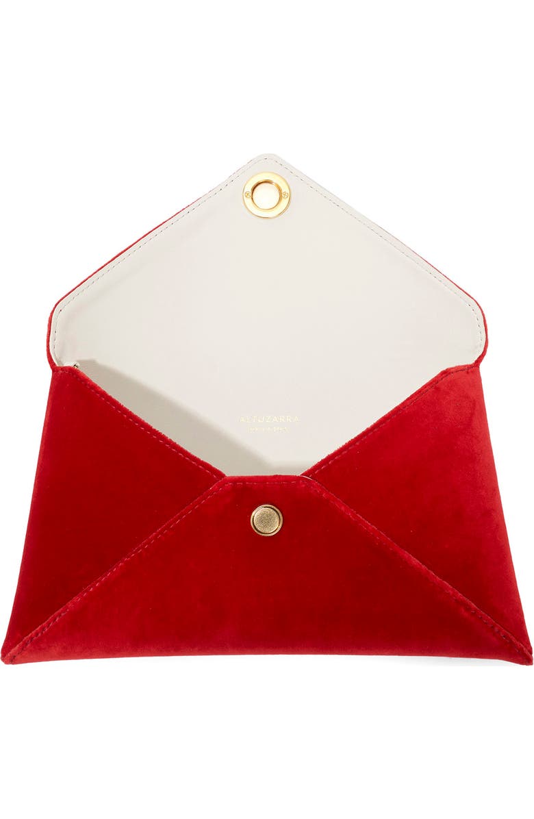 Altuzarra Medallion Velveteen Envelope Clutch, Alternate, color, Grenadine
