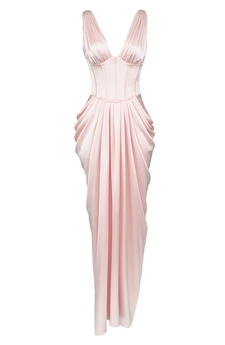 HOUSE OF CB Angeline Sleeveless Satin Corset Gown, Alternate, color, Blush
