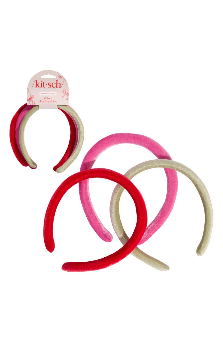 Kitsch 3-Pack Assorted Velvet Headbands, Alternate, color, Multi Pink