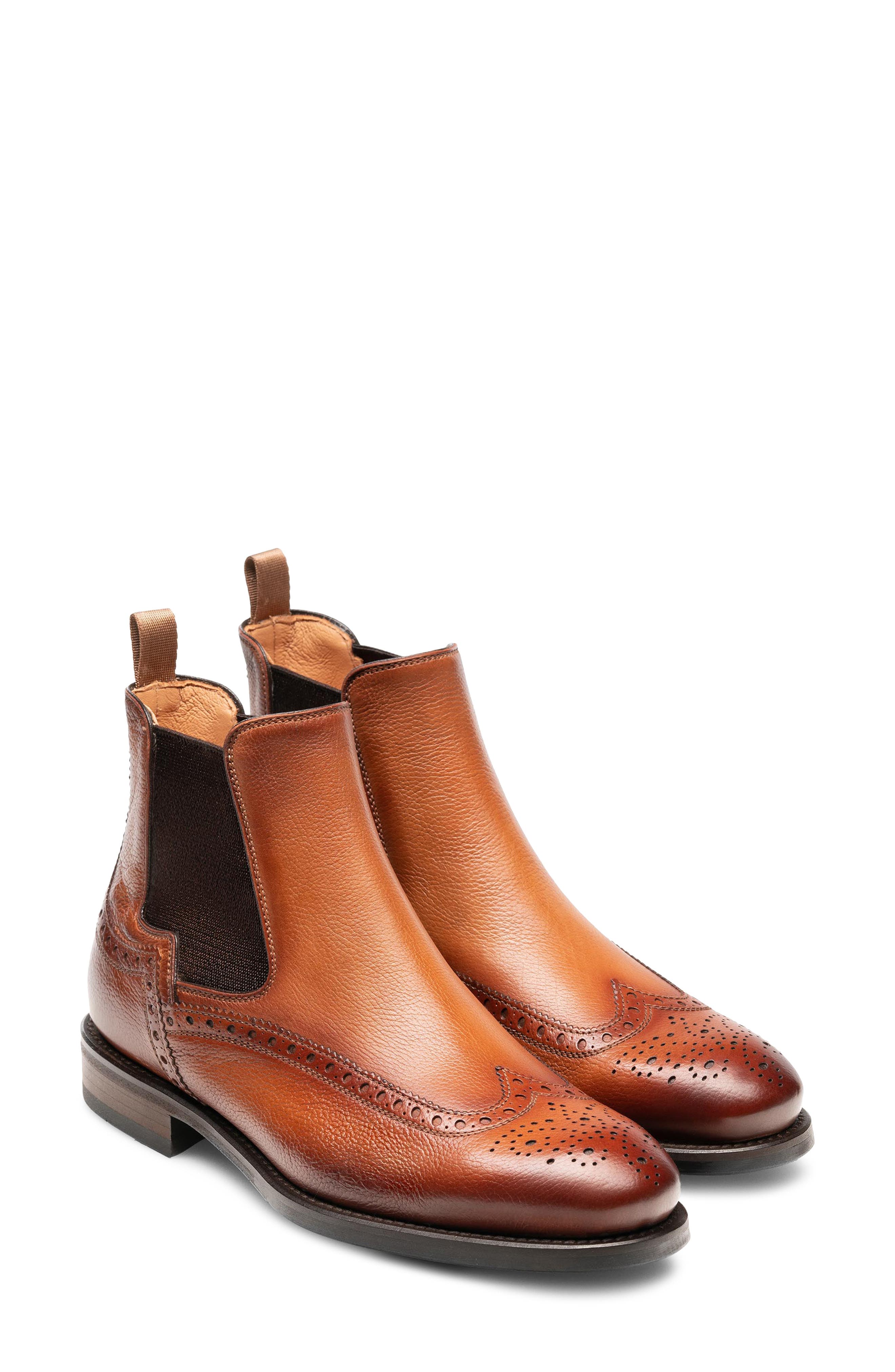 Magnanni Lacie Wingtip Chelsea Boot, Main, color, Cognac