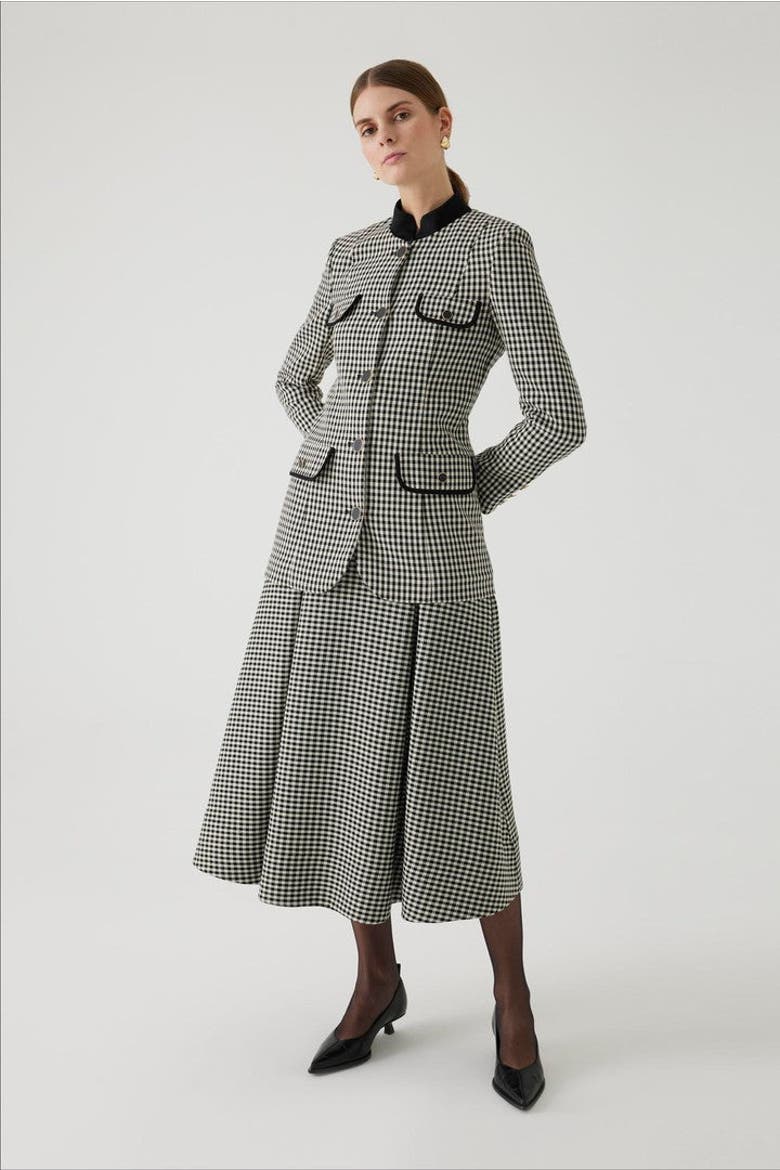 Allyssa Gingham Jacket, Alternate, color, Black