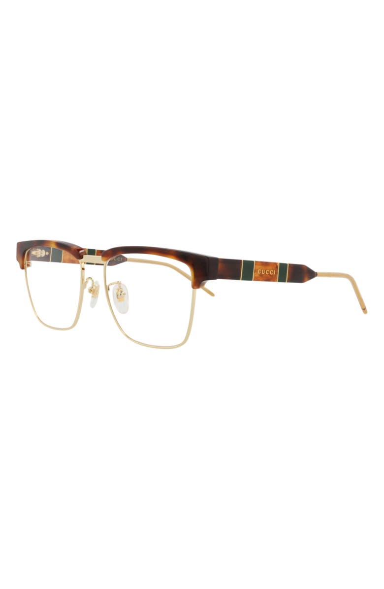 Gucci 52mm Half Rim Optical Glasses, Alternate, color, Havana Havana Transparent