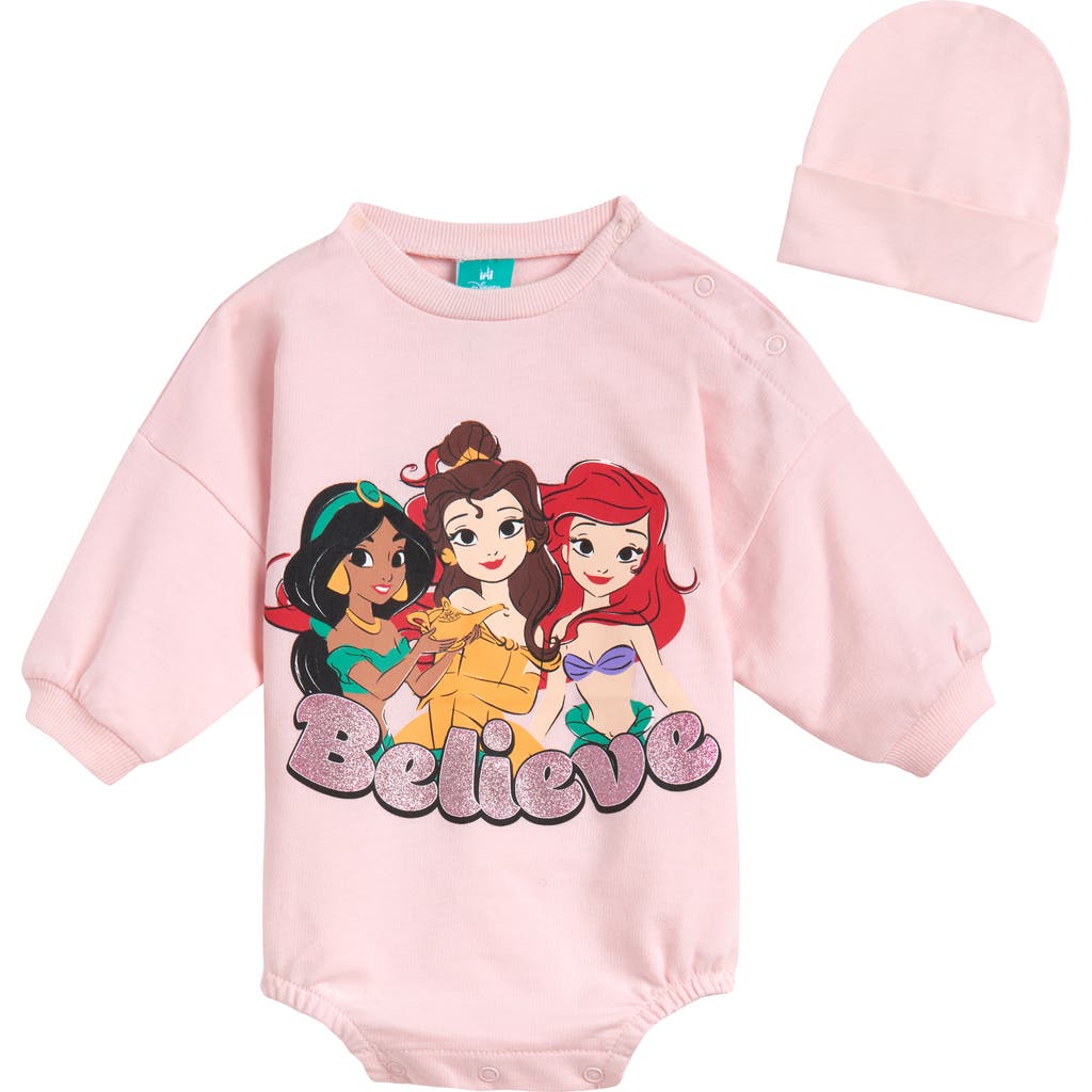 Disney Princess 2-Piece Bodysuit and Hat Set in Pink Princess at Nordstrom, Size 18M