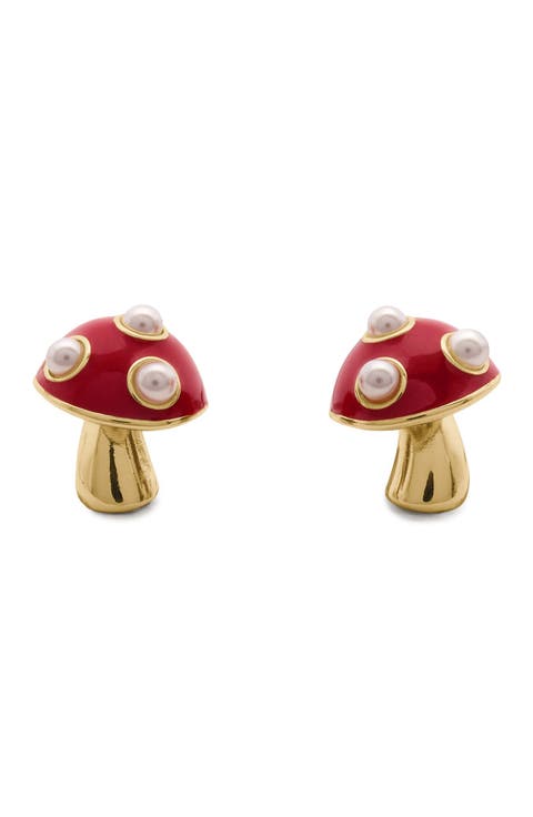 secret garden mushroom stud earrings