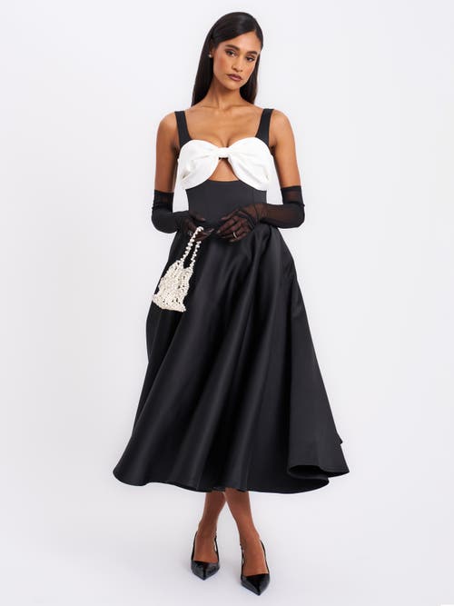 Miss Circle Women Edda Black Maxi Gown With White Bow In Black