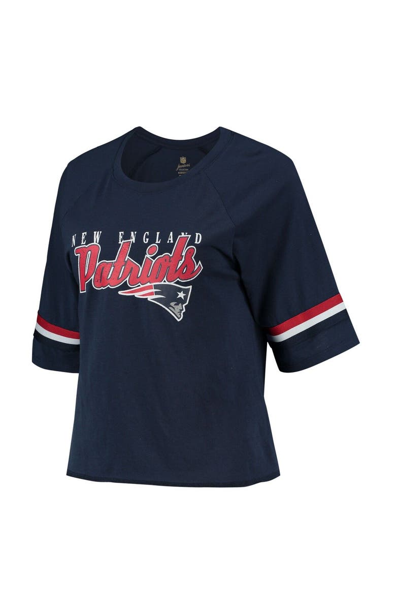 Outerstuff Juniors Navy New England Patriots Burnout Raglan Half-Sleeve T-Shirt, Alternate, color, Navy