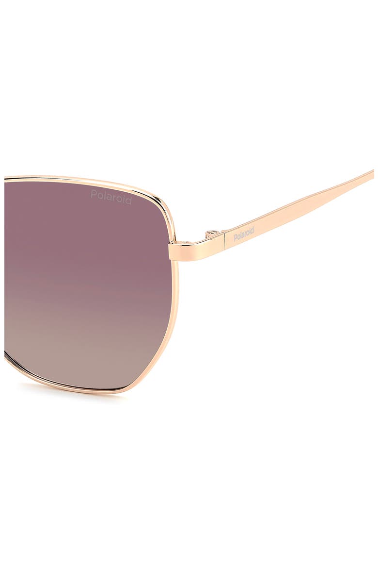 56mm Polarized Gradient Square Sunglasses, Alternate, color, GOLD/ BURGUNDY