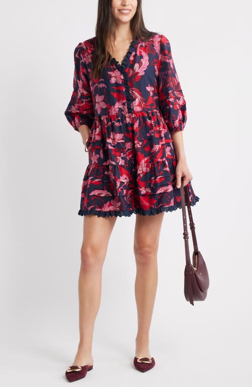 Caslonr Caslon(r) Floral Drop Waist Minidress In Pink