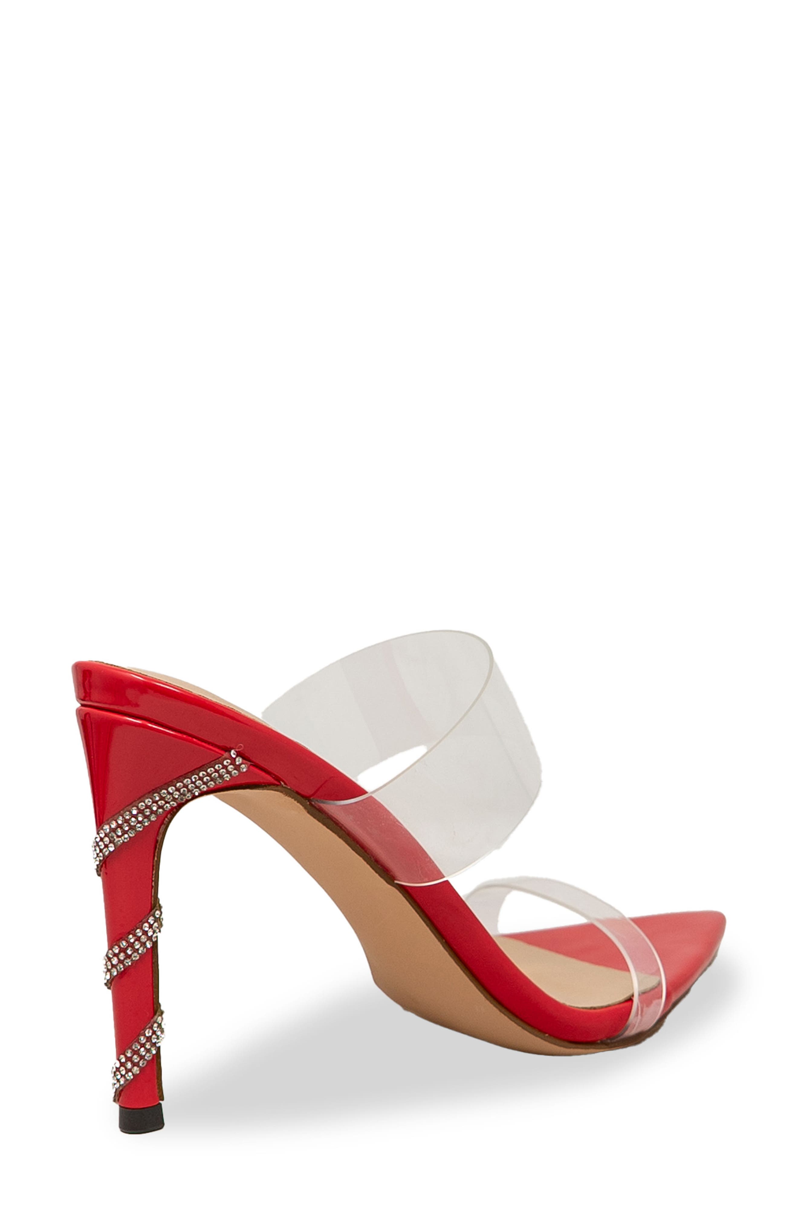 Rhinestone Stiletto Mule Sandal, Alternate, color, RED