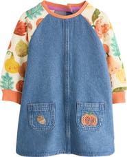 NEXT Kids' Denim Pinafore Dress