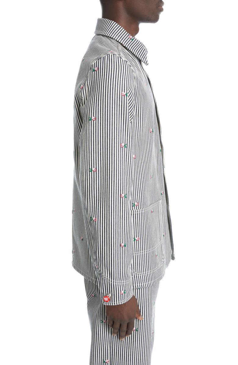 KENZO Rinse Stripe Workwear Denim Shirt Jacket, Alternate, color, 