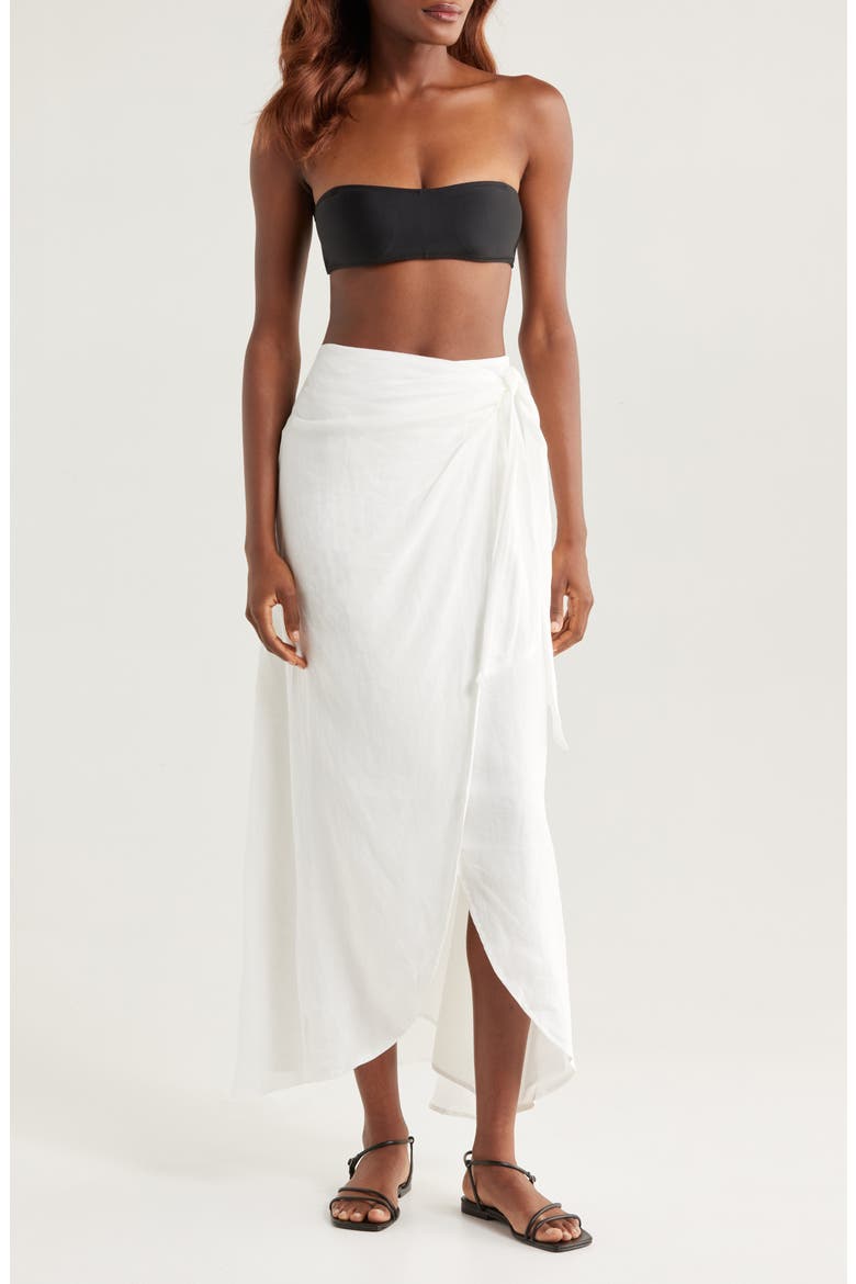 Lia Line Midi Cover-up Wrap Skirt, Main, color, IVORY