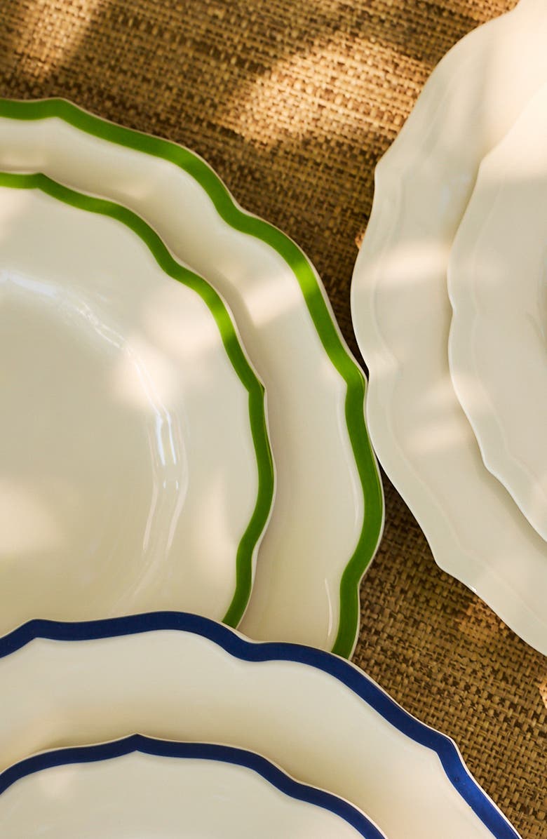 Caskata Stella Blue Scalloped Dinner Plate  - Porcelain - Set 4, Alternate, color, Blue