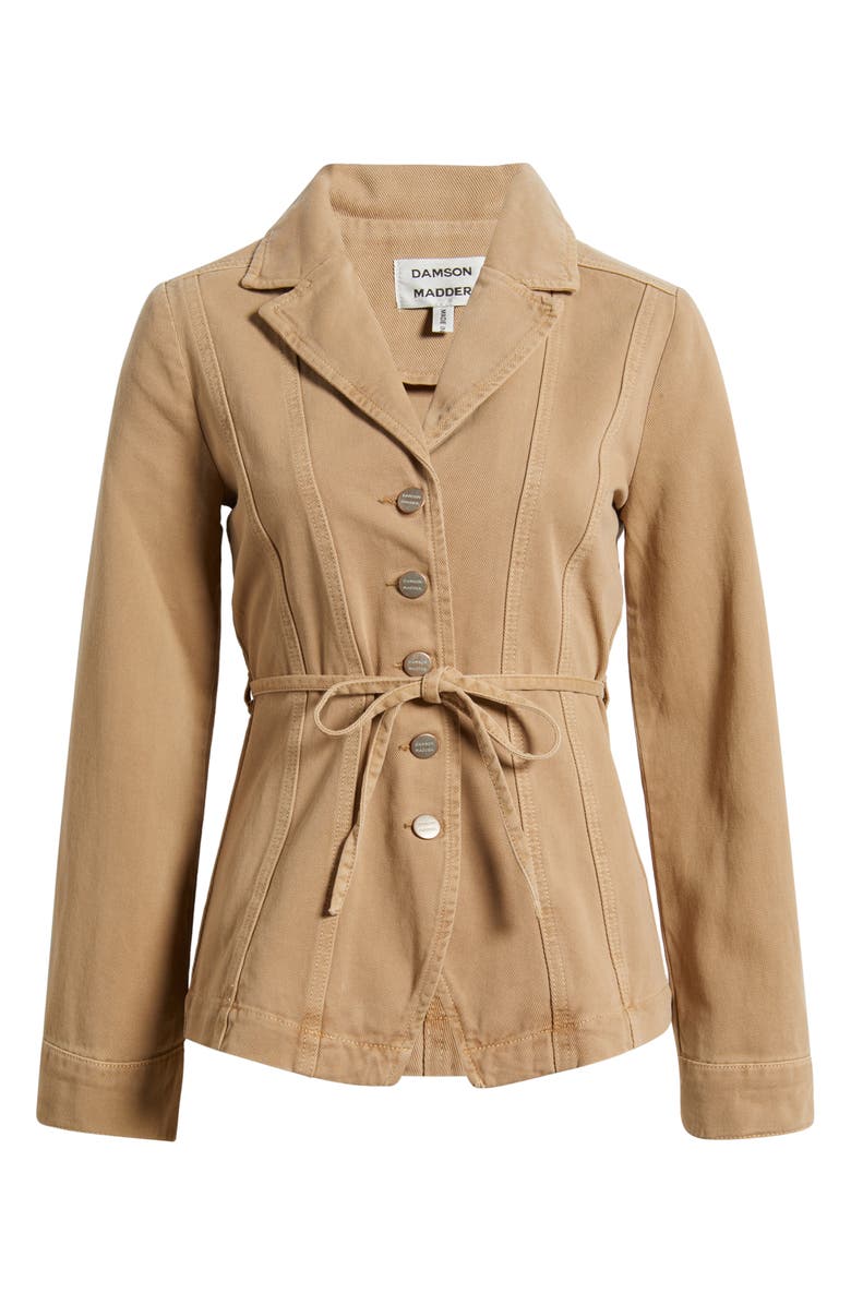 Damson Madder Francie Tie Waist Denim Blazer, Alternate, color, Tan