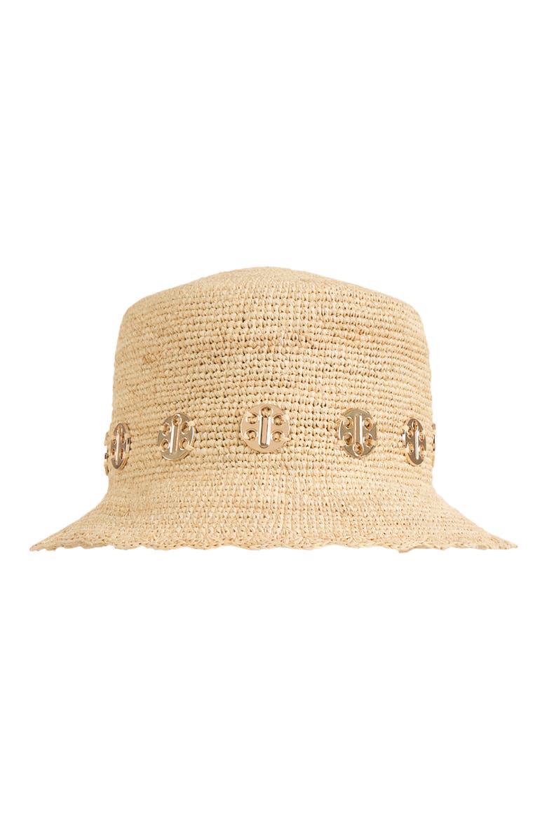 Straw Crochet Trim Bucket Hat, Main, color, NATURAL