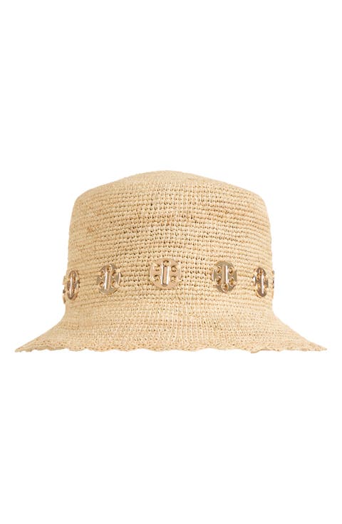 Straw Crochet Trim Bucket Hat