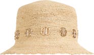 Bruno Magli Straw Crochet Trim Bucket Hat