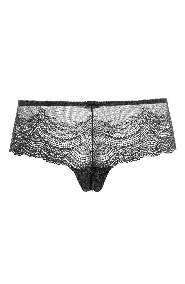 Topshop Deep Lace Brazilian Panties, Alternate, color,