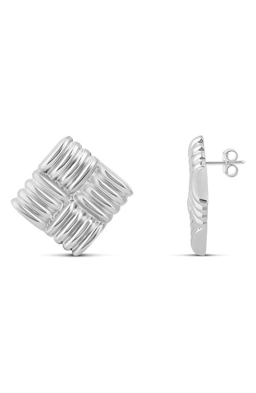 Shymi Textured Square Statement Earrings In Metallic