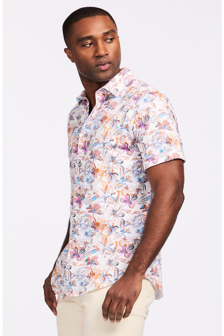 Short Sleeve Stretch Cotton Button-Up Shirt, Alternate, color, WHITE