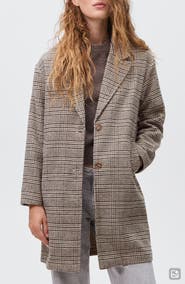 MANGO TEEN Check Longline Tweed Coat