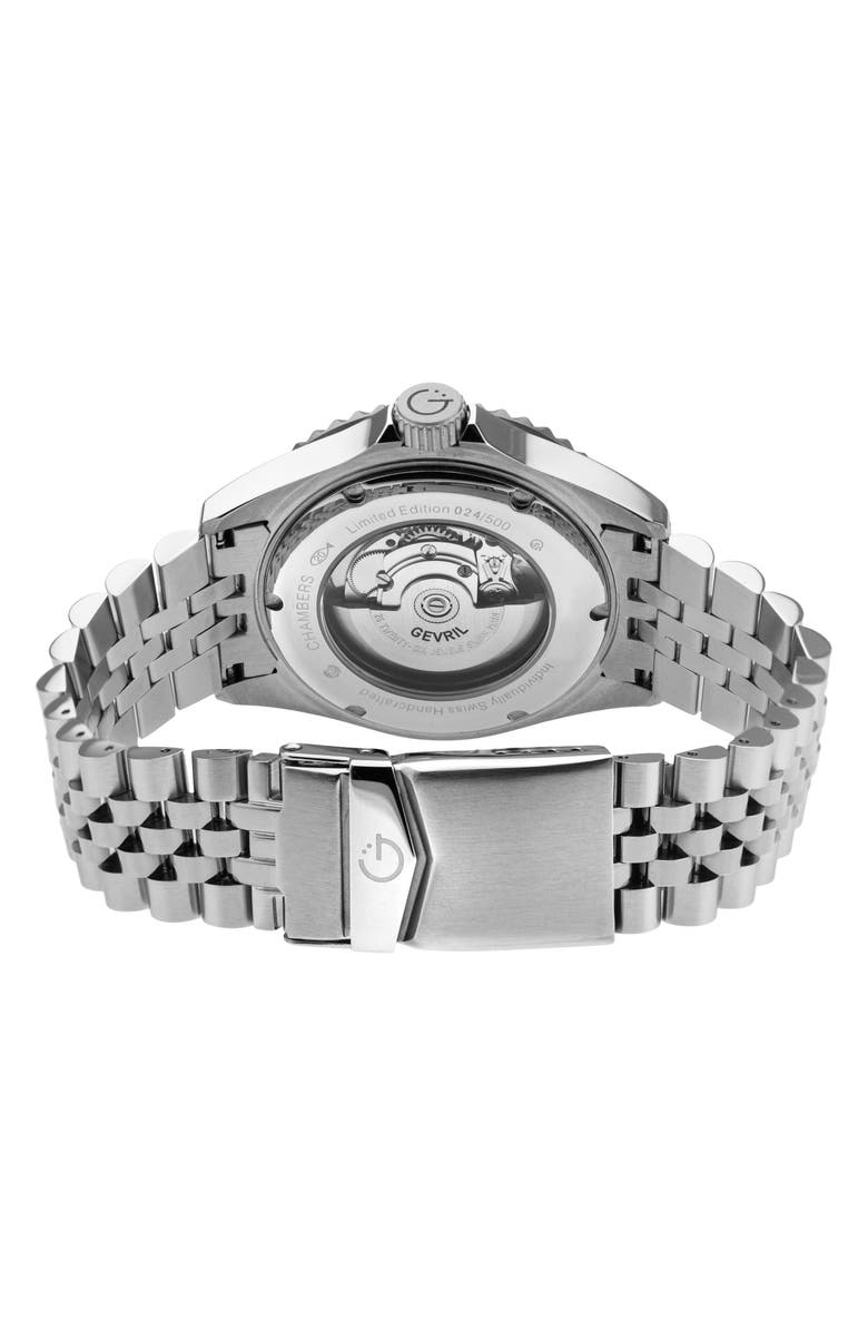 GEVRIL Chamber Stainless Steel Bracelet Watch, 43mm, Alternate, color, Silver