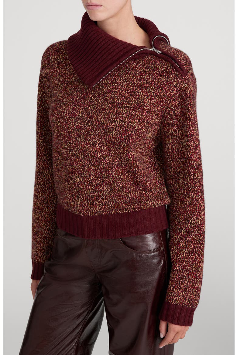 Marled Zip Sweater, Alternate, color, DEEP GARNET MULTI