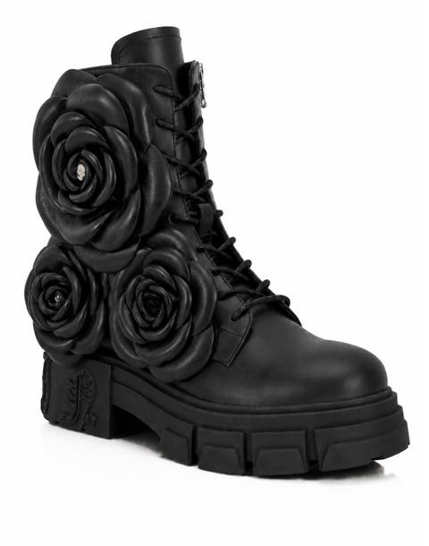 Lace-up Boots Gothic Plein Flowers Women
