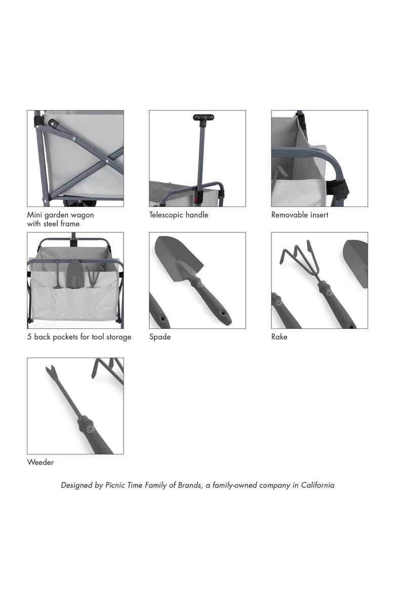 Garden Wagon with 3 Tools, Alternate, color, Fog Gray