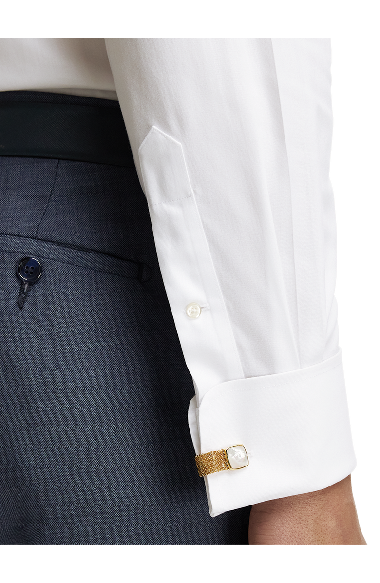 Paul Fredrick Slim Fit Non-iron Cotton Pinpoint Spread Collar French Cuff Dress Shirt, Alternate, color, White