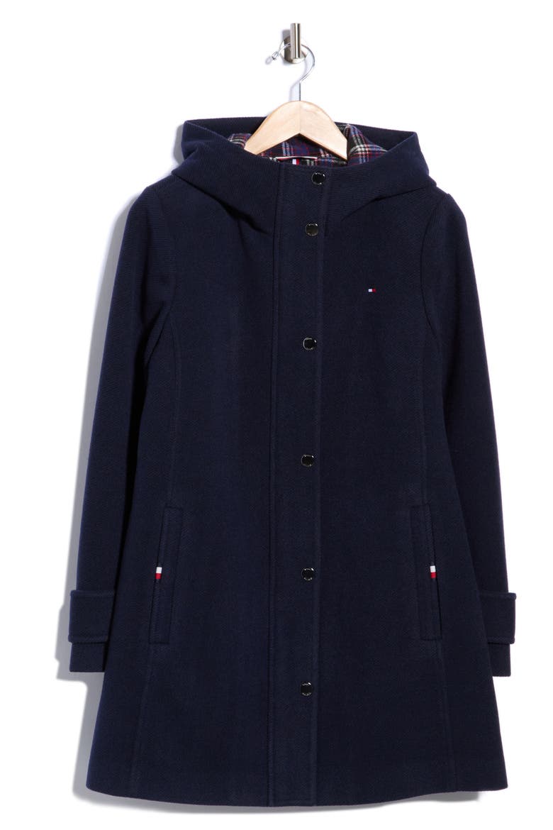 Snap Front Hooded Coat, Alternate, color, NAVY