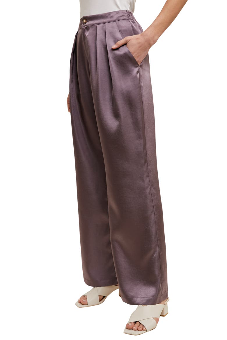 Satin Wide Leg Pants, Alternate, color, MIDNIGHT