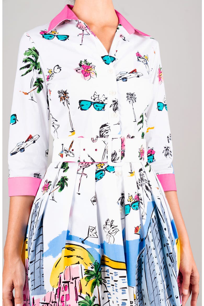 Monaco Belted Shirtdress, Alternate, color, White Pink