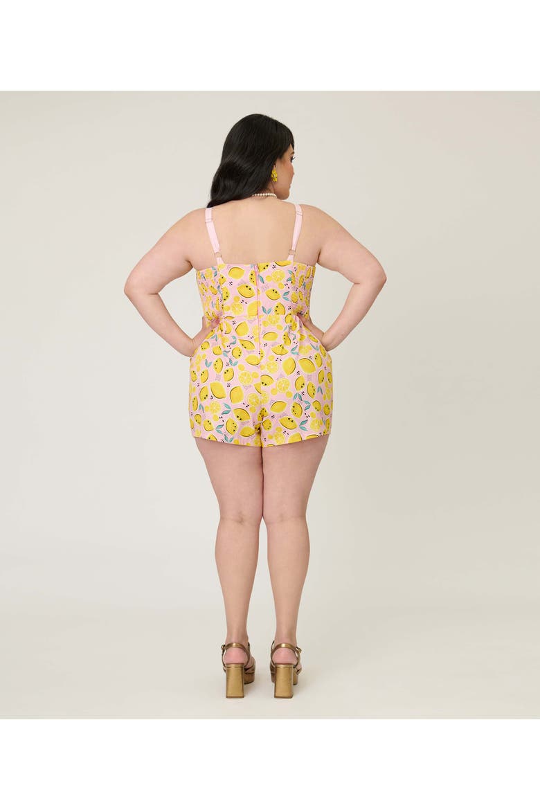 Plus Size Skirted Dolly Romper, Alternate, color, Pink & Yellow Citrus