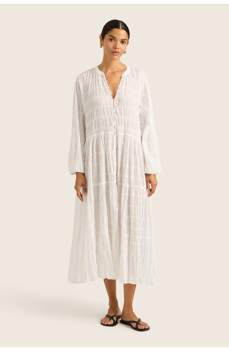 HOPE AND MAY Suki Tiered Cotton Long Sleeve Maxi Dress, Main, color,