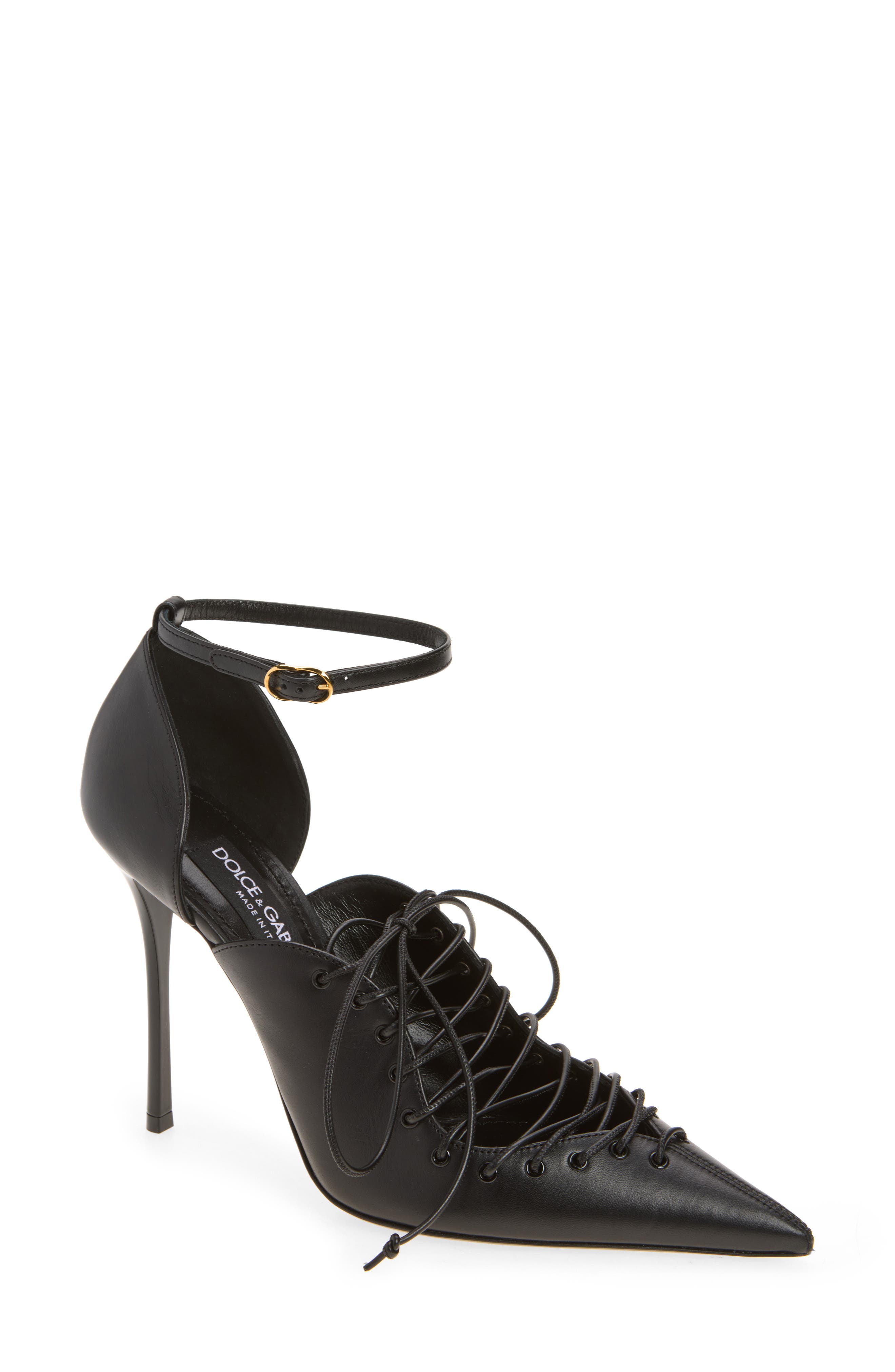 Cardinale Lace-Up Ankle Strap Pump, Main, color, NERO