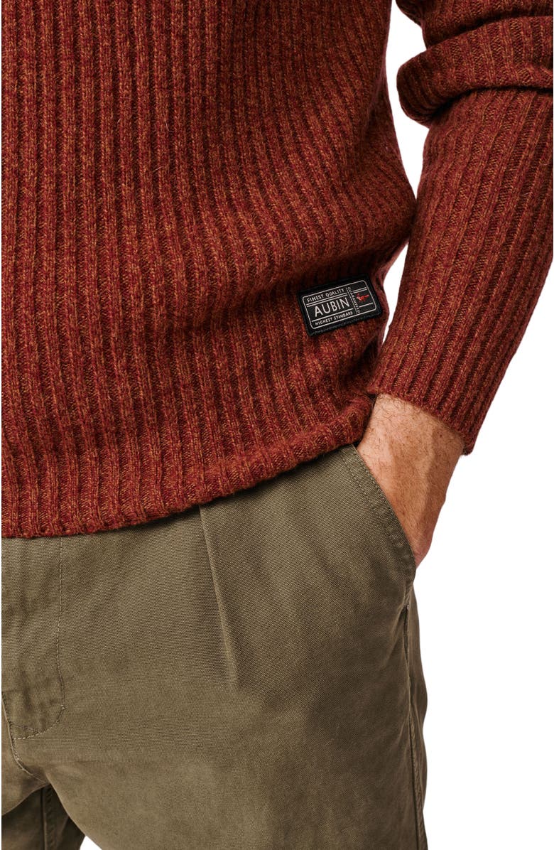 Aubin Ray Fisherman Rib Crew Neck Sweater, Alternate, color, Rust Mix
