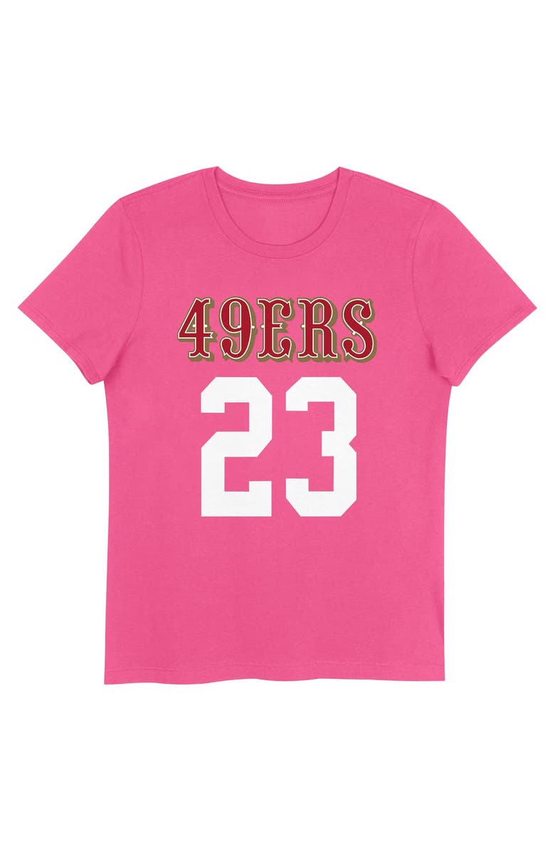 Nike Girls Youth Christian McCaffrey Pink San Francisco 49ers Player Name & Number T-Shirt, Alternate, color, Pink
