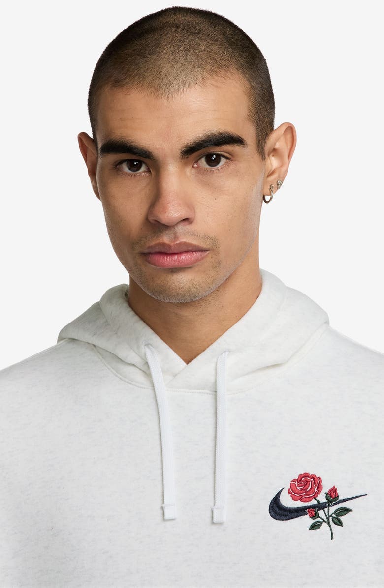 Nike Sportswear Club Embroidered Rose Swoosh Pullover Hoodie, Alternate, color, 