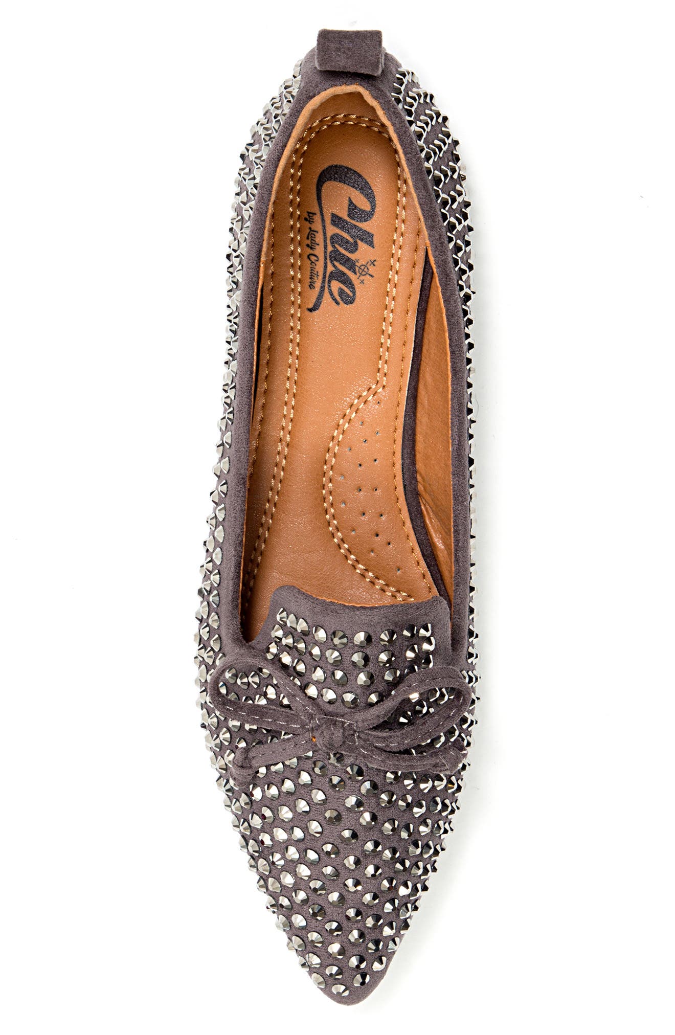 CHIC BY LADY COUTURE Sherry Embellished Bow Flat, Alternate, color, Pewter