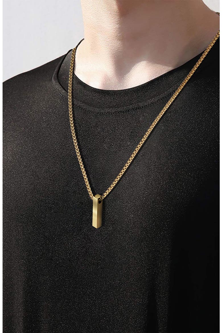 Men's Vertical Bar Pendant Necklace, Alternate, color, GOLD