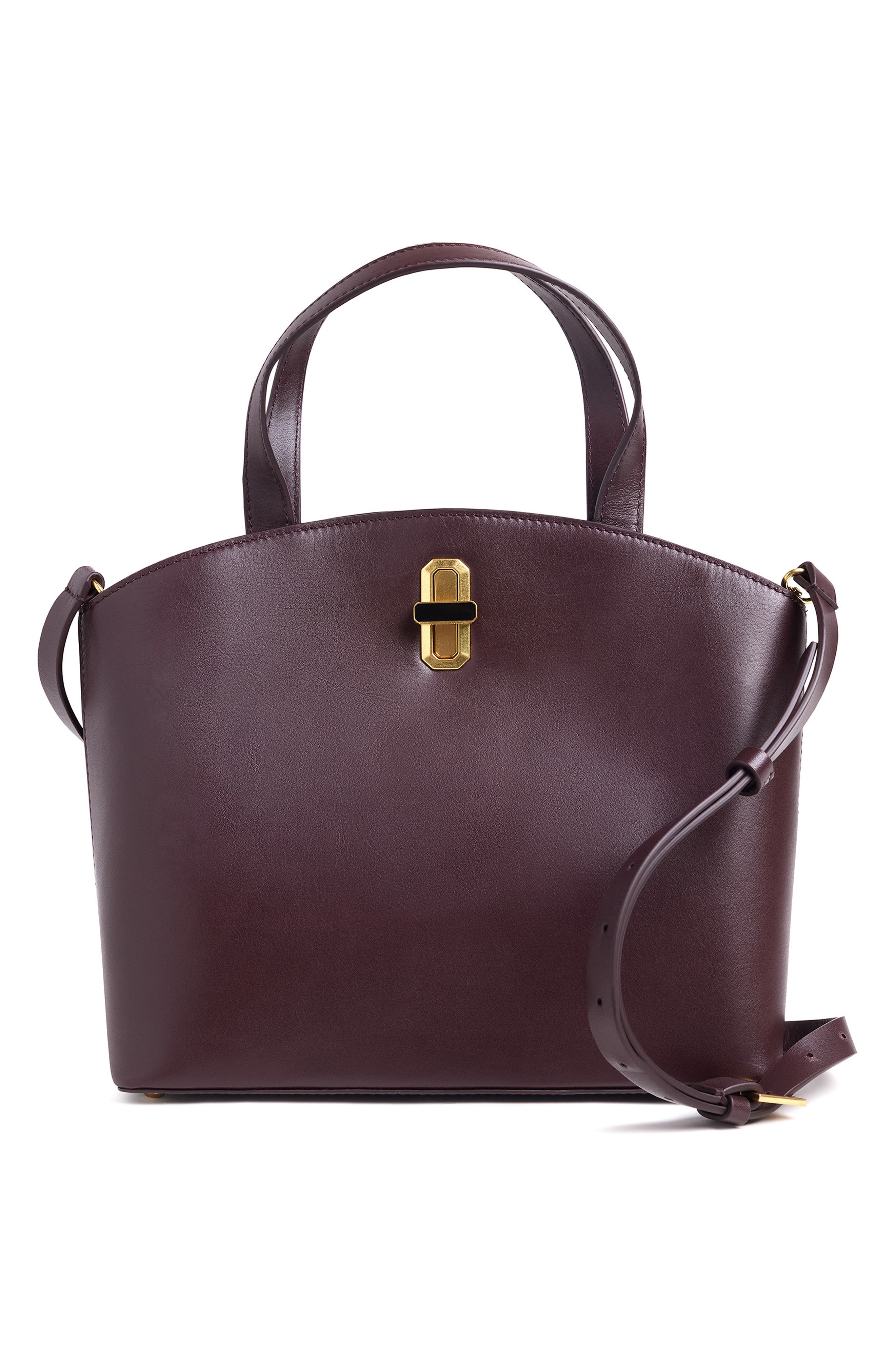 Small Leather Dome Tote, Alternate, color, CHERRY LACQUER