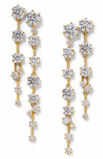 Cubic Zirconia Linear Drop Earrings