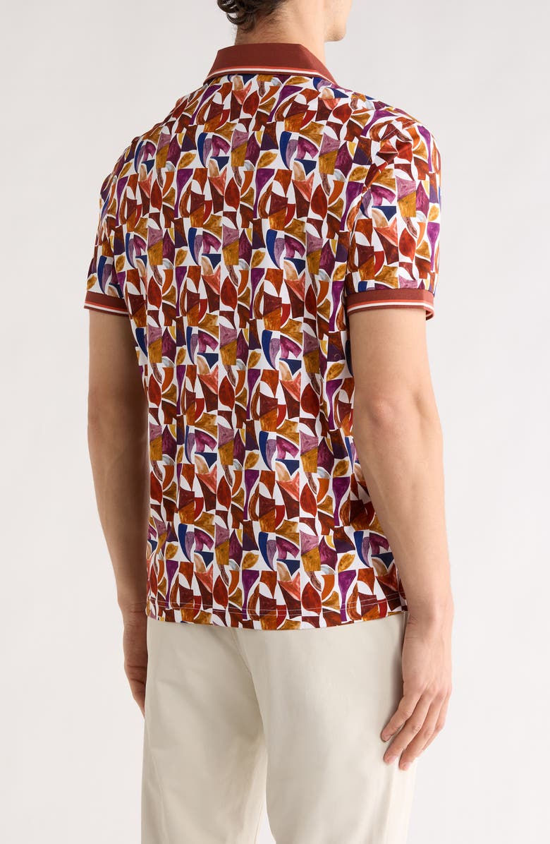 Bugatchi Abstract Pima Cotton Polo, Alternate, color, Chili