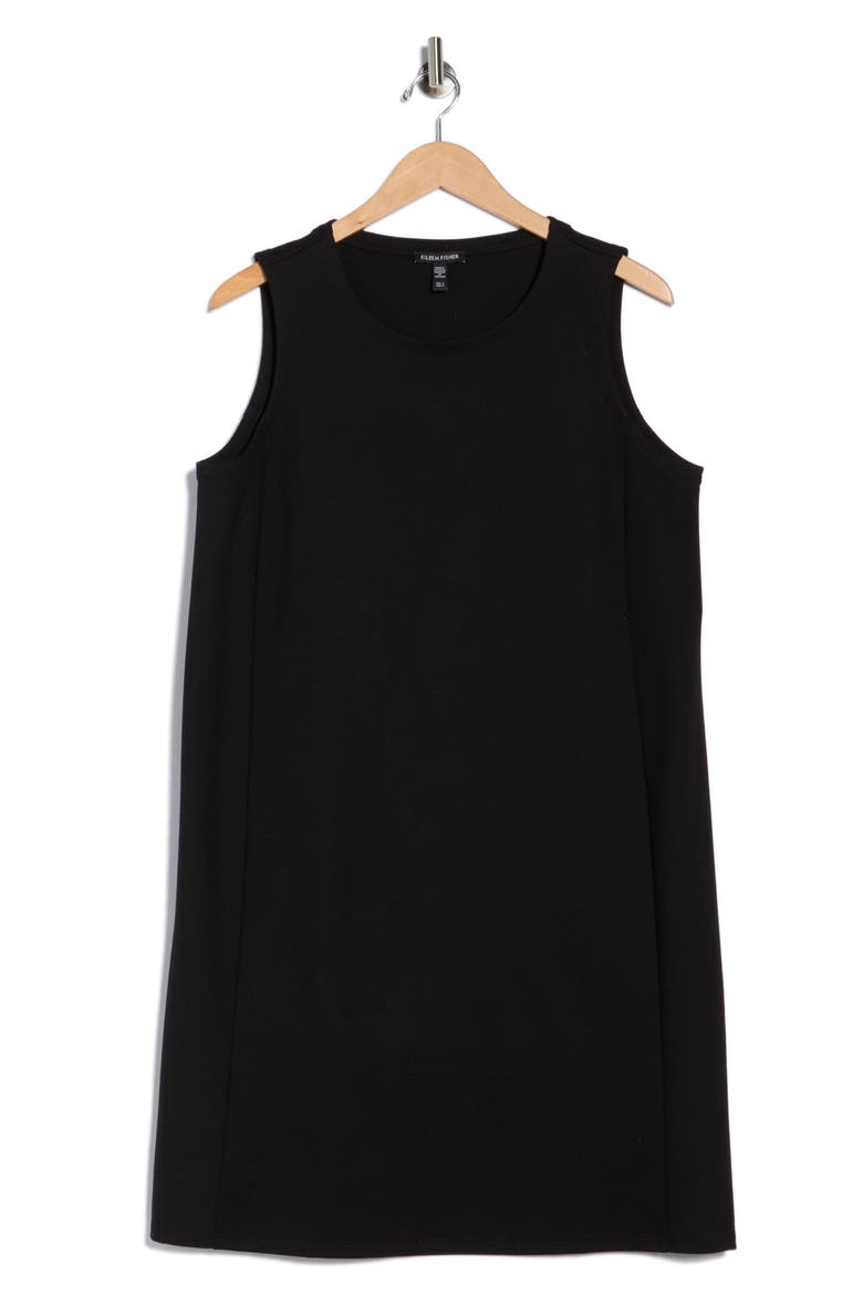 Jewel Neck Shift Dress, Alternate, color, BLACK