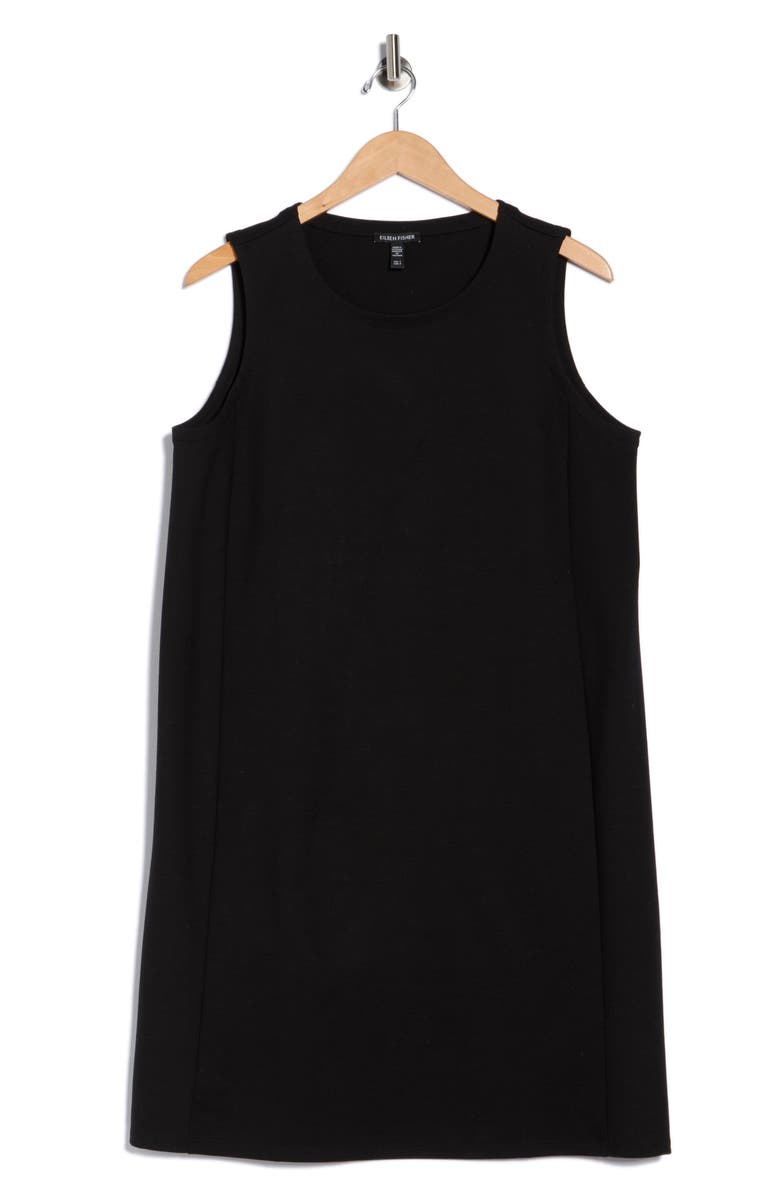 Eileen Fisher Jewel Neck Shift Dress, Main, color, Black