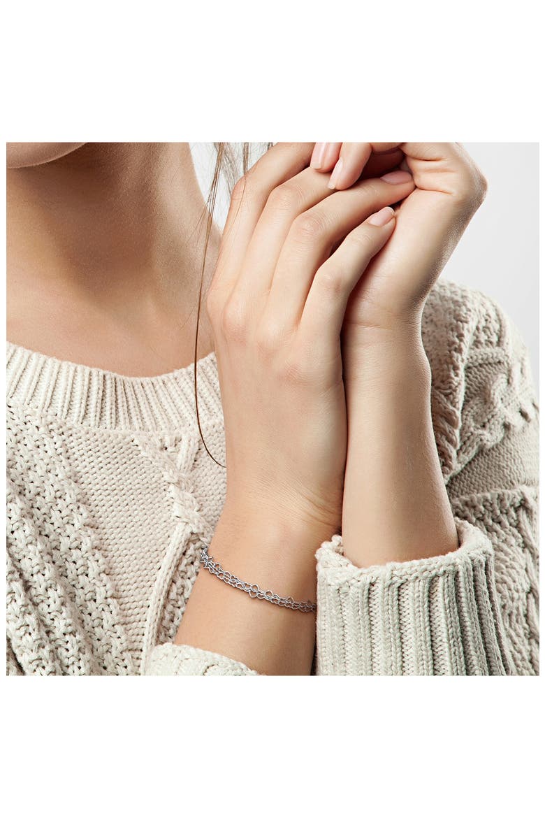 Heart Link Double Strand Bracelet, Alternate, color, SILVER