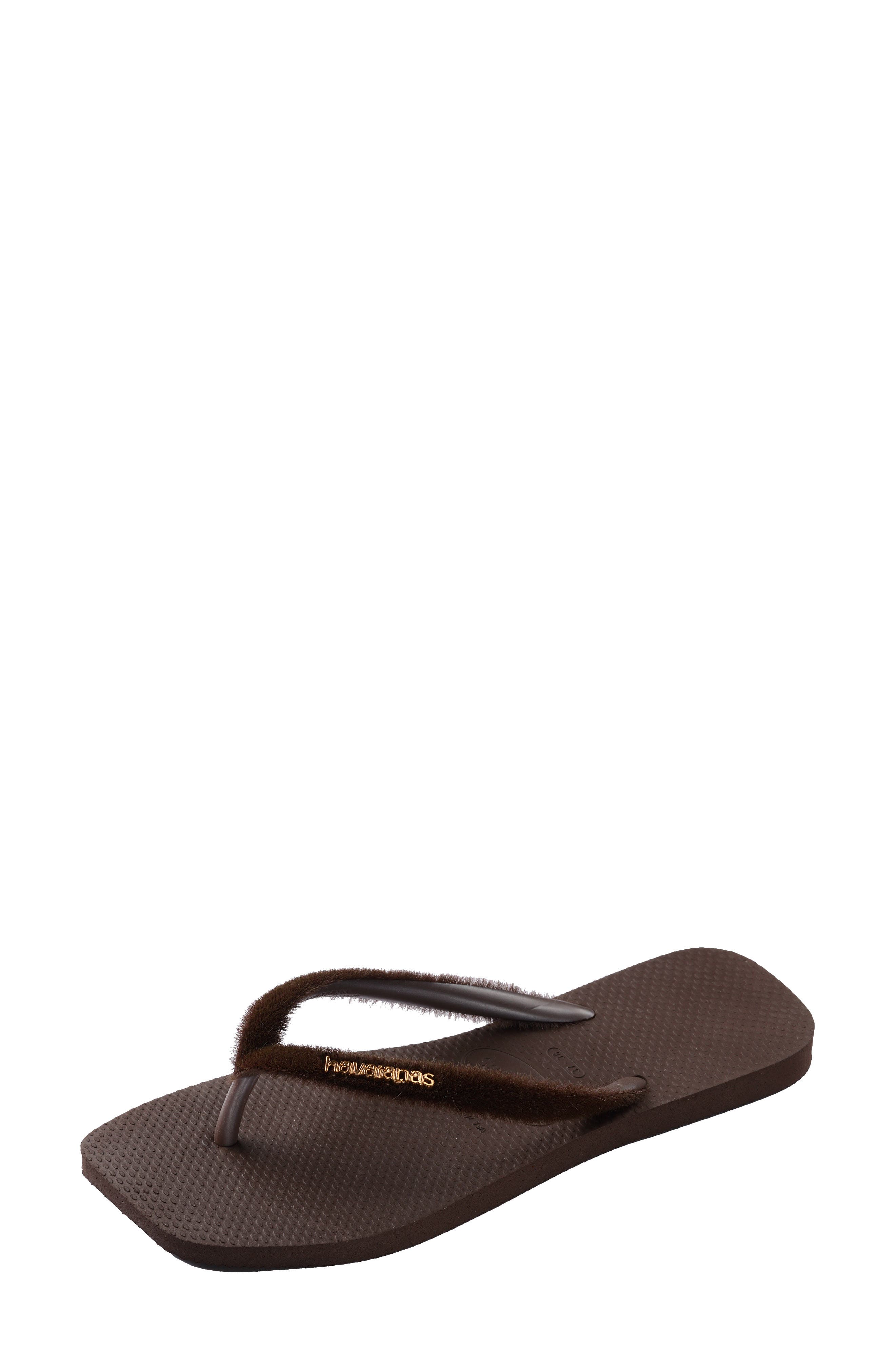 Havaianas Slim Square Plush Flip Flop, Alternate, color, Dark Brown