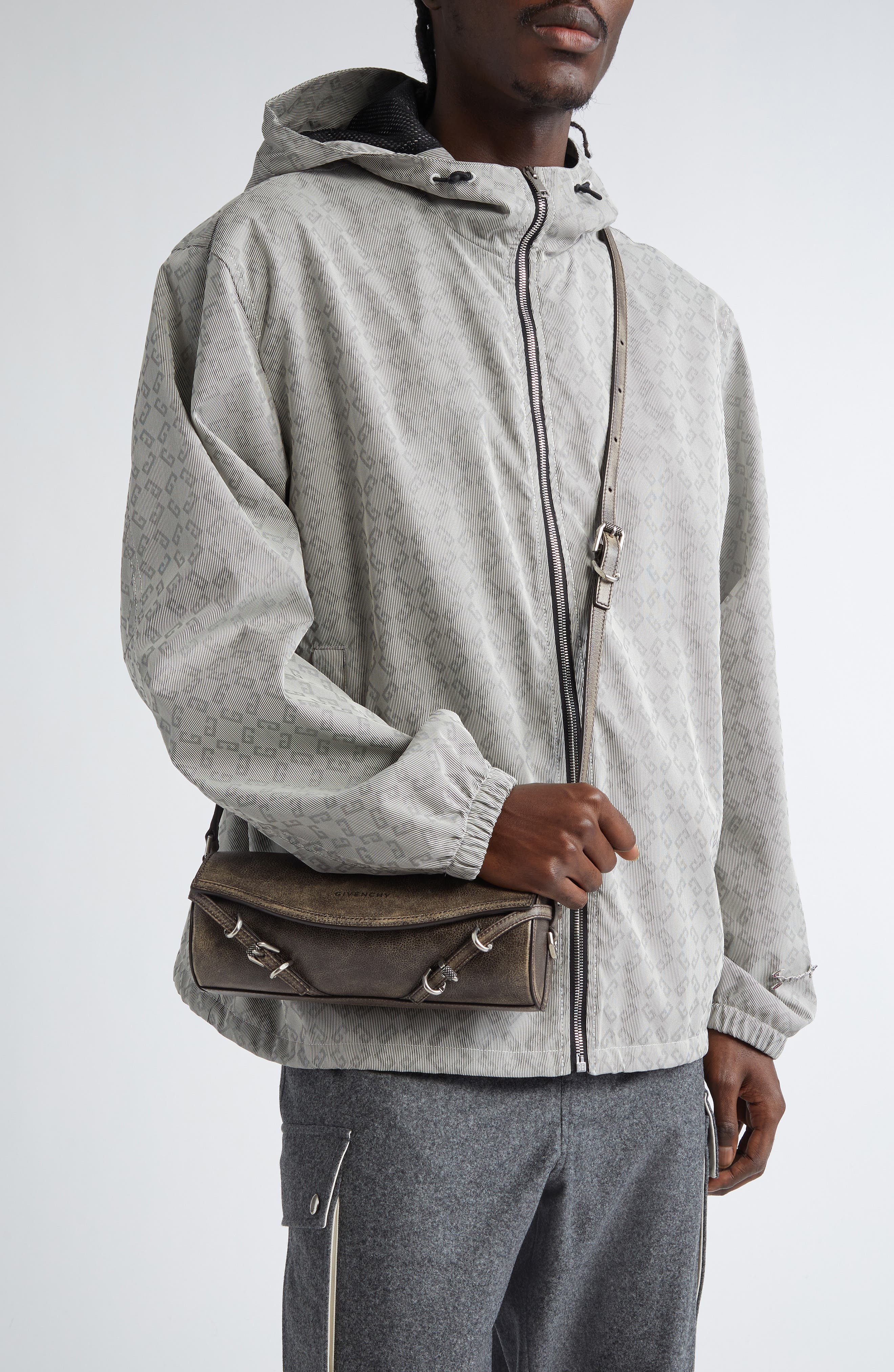 Givenchy Voyou Roller Leather Crossbody Bag, Alternate, color, Black/ Brown Mud