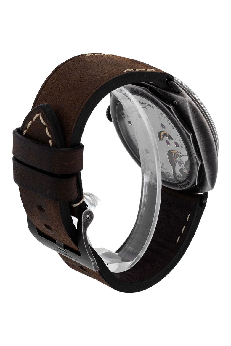 Panerai Preowned Radiomir California Leather Strap Watch, 45mm, Alternate, color, GREEN